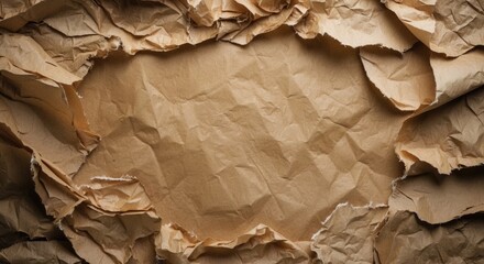 Poster - Crumpled textured paper background with torn edges creating a frame for customizable text or images.