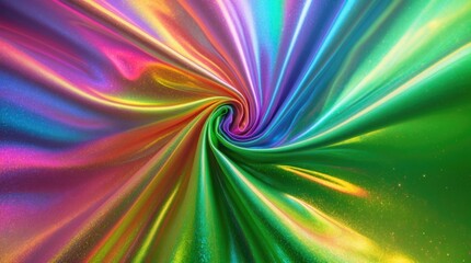 Fototapete - Colorful holographic swirl texture background with vibrant gradient shades of green, pink, and purple for abstract design projects.