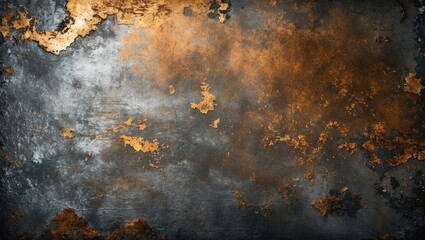 Poster - Rustic metallic grunge texture in shades of gray and gold perfect for industrial design or artistic backgrounds