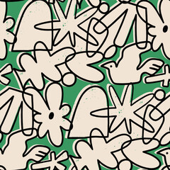 Wall Mural - various doodle outline shapes, objects, curves, lines. abstract contemporary, unique, trendy style. 