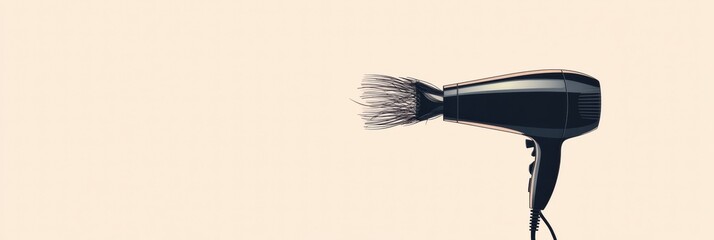Poster - Hair dryer rests on a simple background ready for styling and grooming tasks in a home setting. Generative AI