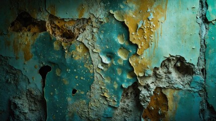 Poster - Textured Grungy Wall Surface with Mold and Paint Peeling for Background Design