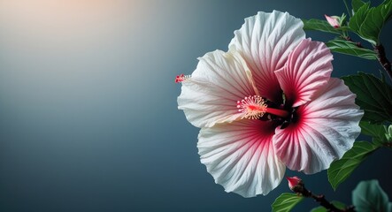 Poster - Hibiscus Flower in Full Blossom with Soft Background and Empty Copy Space for Text Placement