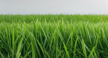 Poster - Vibrant Green Grass Field Against a Light Background Capturing the Essence of Freshness and Nature's Beauty
