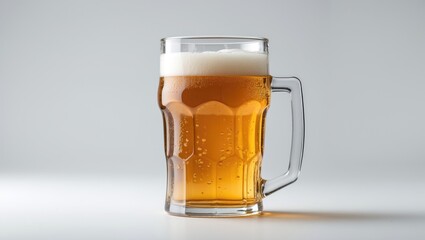 Poster - Isolated glass of refreshing beer with foam on a white background perfect for beverage advertising or promotional content