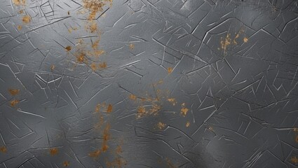 Poster - Textured grey metal surface with scratches and rust spots for industrial design backgrounds and creative graphic applications.