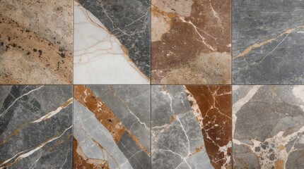 Poster - Textured rustic marble tiles in various shades and finishes ideal for flooring designs and backgrounds in architectural projects.