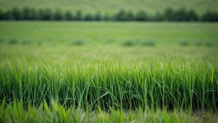 Aufkleber - Lush green grass growing in a field showcasing vibrant greenery and natural landscape ideal for backgrounds and outdoor themes.