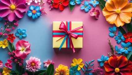 Aufkleber - Colorful Gift Card Design Featuring Floral Elements With Space For Custom Text Ideal For Lei Day Celebrations And Special Occasions