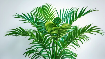 Aufkleber - Lush Green Tropical Plant Leaves Isolated on White Background Perfect for Design Elements and Creative Projects