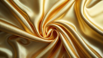 Aufkleber - Luxurious golden satin fabric texture with smooth ripples creating an elegant abstract background perfect for design and styling projects.