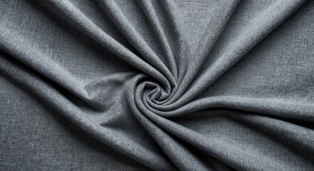 Poster - Soft grey fabric texture with intricate folds and a smooth appearance ideal for backgrounds and textile design applications.