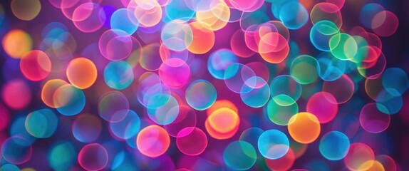 Poster - Vibrant multicolor bokeh circles creating a dreamy background for creative design and festive themes