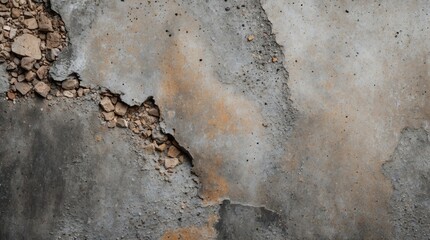 Poster - Aged Concrete Wall Texture with Rough and Polished Areas Highlighting Natural Erosion and Weathering Effects on Cement Surface