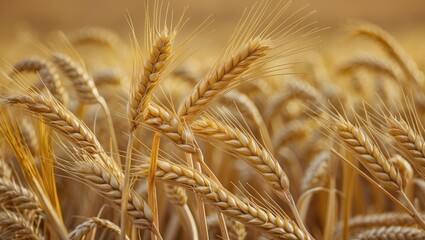 Aufkleber - Golden Wheat Field Ready for Harvesting in Warm Natural Light