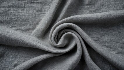 Poster - Gray linen fabric texture close-up showing a soft, natural woven pattern ideal for design, fashion, or textile backgrounds.