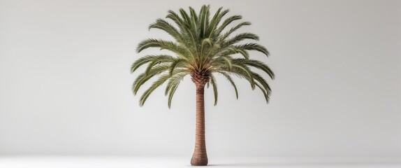 Poster - Date Palm Tree Isolated on Clean White Background for Tropical and Nature Themed Designs