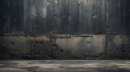 Poster - Grungy dark concrete wall with texture and imperfections perfect for background use in design and architectural projects
