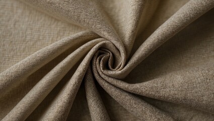 Poster - Natural beige fabric texture background showcasing elegant draping and fine weave details for textile design and fashion applications.