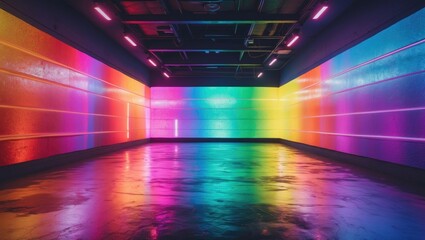 Poster - Vibrant multicolored lighting backdrop creating an immersive and dynamic atmosphere for creative projects or events