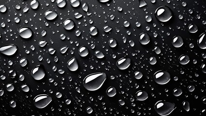 Fototapete - Macro shot of glistening water droplets on a dark background creating a stunning texture pattern for creative and design purposes.