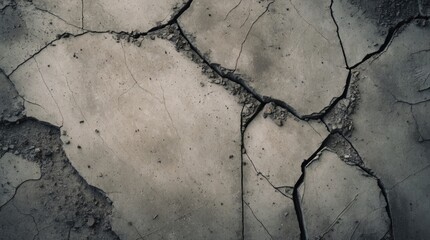 Poster - Cracked and scratched gray cement background with visible dirt and texture for distressed or industrial design concepts.