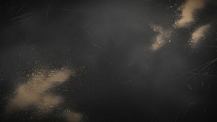 Poster - Vintage black abstract background with dust and scratches texture, featuring a grunge effect and ample copy space for creative design usage.