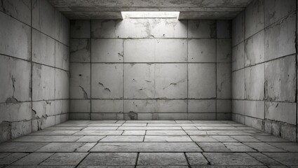 Poster - Concrete room interior with empty walls and natural light for background use in websites, magazines, graphic design, and presentations.