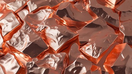 Poster - Shimmering crushed copper surface texture in a dynamic 3D rendering perfect for backgrounds and design elements.