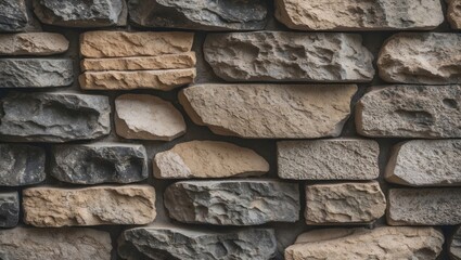 Wall Mural - Natural Stone Wall Texture Featuring Varied Colors and Shapes Ideal for Backgrounds and Design Projects