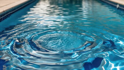 Poster - Rippling Blue Water Surface in Swimming Pool Creating Calm Reflections and Vibrant Textures for Background or Relaxation Themes