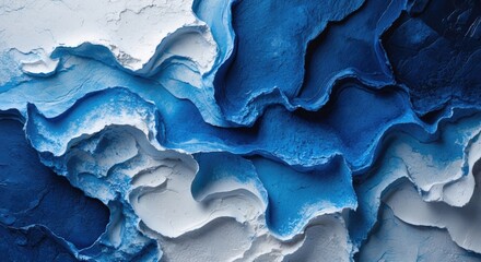 Poster - textured blue and white abstract background with layered design showcasing a blend of hues and dynam