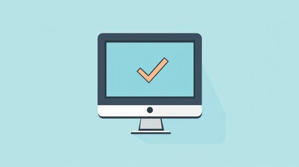 Fototapete - Computer Screen Displaying Checkmark.  Simple Graphic