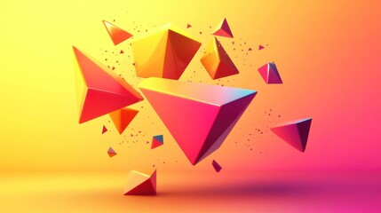 Wall Mural - Abstract geometric shapes, vibrant colors, 3D render.