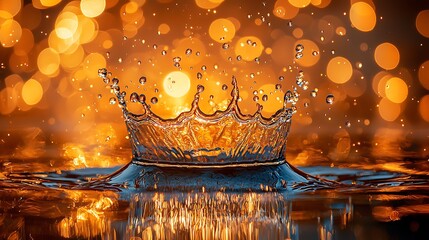 Aufkleber - Water drop crown splash, bokeh background, festive, advert
