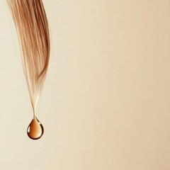 Aufkleber - Drop of liquid damaging a strand of hair captured in soft lighting to illustrate the effects of moisture on hair health. Generative AI