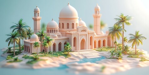 3d illustration of an exquisite mosque building.