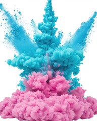 Poster - A vibrant explosion of pink and blue clouds creates a dynamic visual effect, showcasing a playful mix of colors and textures.
