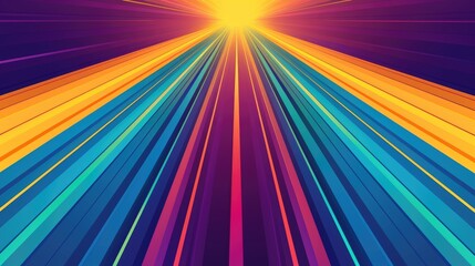 Poster - A vibrant burst of light radiates from the center, with dynamic lines in various colors extending outward, creating a sense of motion and energy.