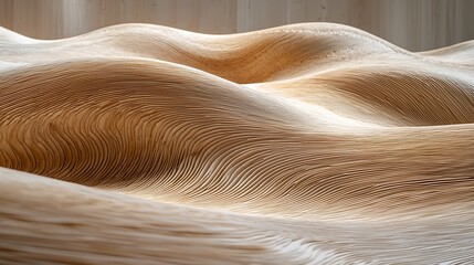 Poster - Wooden waves sculpture indoors, textured background