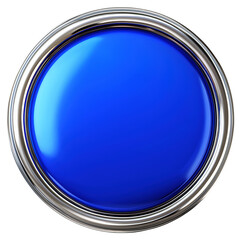 Poster - Metallic Framed Glossy Blue Circle Floating on a Transparent Background