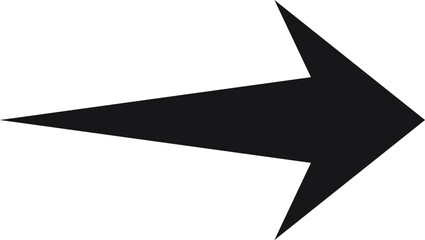 Poster - Black arrow pointing to the right side of the frame, with sharp edges, isolated on a white background, ideal for indicating direction or highlighting important information