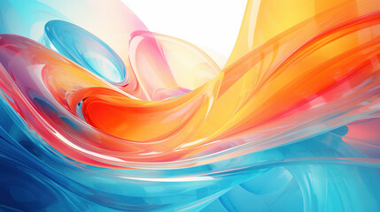 Poster - Abstract colorful 3D artwork with flowing waves of pink, blue, and purple tones, resembling a surreal landscape or fluid motion