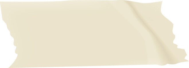 Poster - Realistic illustration of a waving piece of beige adhesive tape with torn and irregular edges, isolated on a white background, creating a simple yet visually appealing image