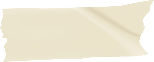 Poster - Realistic beige adhesive tape featuring torn, uneven edges waves gracefully against a white background, creating a simple yet visually captivating design element
