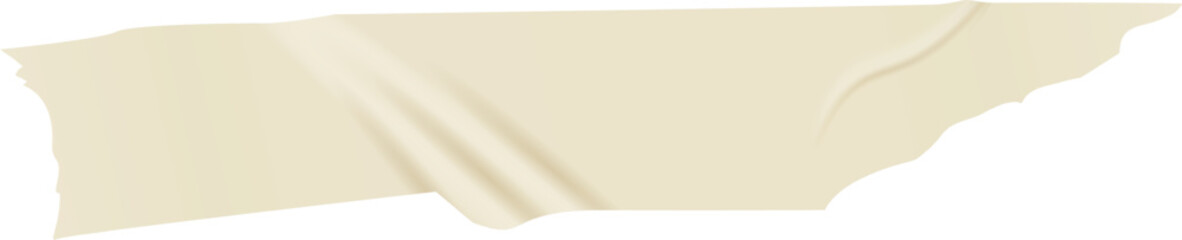 Poster - Beige adhesive tape creating a ripped effect with torn and curled edges, isolated on white background, ideal for graphic design and creative projects