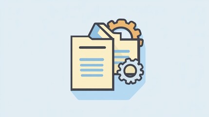 Poster - Documents and Gears, Teamwork, Business, System, Efficient, Working Together, Information Technology, Workflow