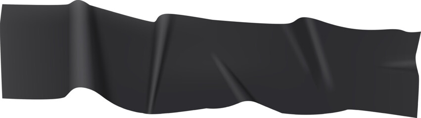 Poster - Black ribbon banner waving gracefully in the wind, isolated against a clean white background, serves as a versatile design element perfect for various advertising and marketing needs