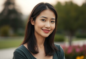 Wall Mural - Natural light portrait of a woman in a relaxed pose