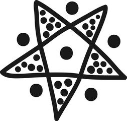 Poster - Hand drawn black and white star featuring dots that create a visually striking pattern, enhancing various design projects with a modern and minimalist aesthetic